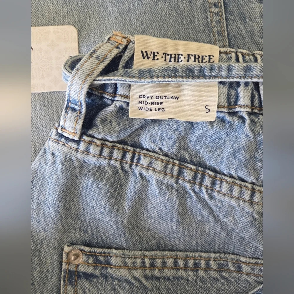 Free People We The Free Curvy Outlaw Wide‎ Leg Denim Jeans Tie Front